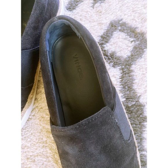 VINCE Navy Suede Slip On Jute Sneaker Shoes Blue - Picture 6 of 8